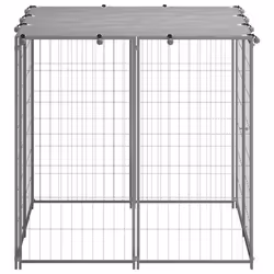 vidaXL Dog Kennel Silver 110x110x110 cm Steel Puppy Enclosure Dog Supply Cage