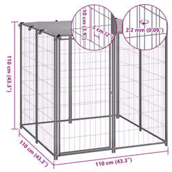 vidaXL Dog Kennel Silver 110x110x110 cm Steel Puppy Enclosure Dog Supply Cage