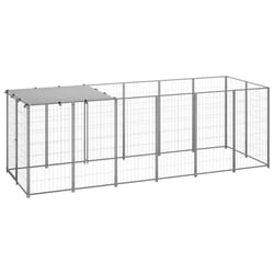vidaXL Dog Kennel Silver 330x110x110 cm Steel Puppy Enclosure Dog Supply Cage
