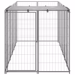 vidaXL Dog Kennel Silver 330x110x110 cm Steel Puppy Enclosure Dog Supply Cage