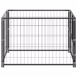 vidaXL Dog Kennel Black Steel Dog Supplies Outdoor Puppy Enclosure Runs Cage - Additional view 2