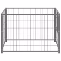 vidaXL Dog Kennel Silver Steel Dog Supplies Outdoor Puppy Enclosure Runs Cage