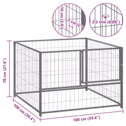 vidaXL Dog Kennel Silver Steel Dog Supplies Outdoor Puppy Enclosure Runs Cage