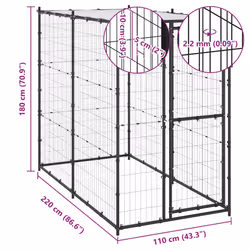 vidaXL Outdoor Dog Kennel Steel with Roof Garden Patio Dog Supplies House Cage - Additional view 4