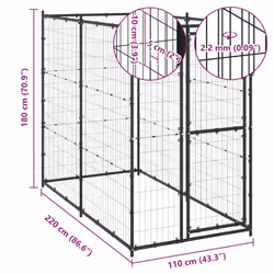 vidaXL Outdoor Dog Kennel Steel Garden Terrance Patio Dog Supplies House Cage