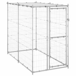 vidaXL Outdoor Dog Kennel Galvanised Steel Garden Patio Dog Supply House Cage