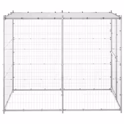 vidaXL Outdoor Dog Kennel Galvanised Steel Garden Patio Dog Supply House Cage