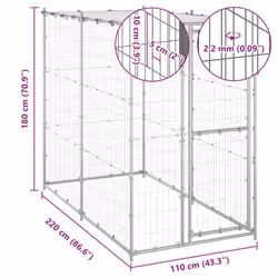 vidaXL Outdoor Dog Kennel Galvanised Steel Garden Patio Dog Supply House Cage