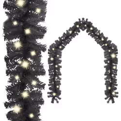 vidaXL Christmas Garland with LED Lights 5 m Black Holiday Xmas Decoration