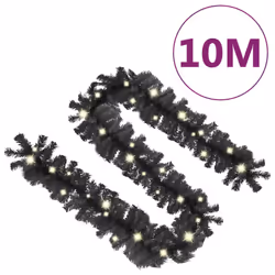 vidaXL Christmas Garland with LED Lights 10 m Black Holiday Xmas Decoration - Additional view 6