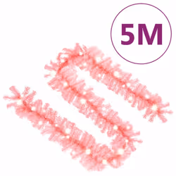vidaXL Christmas Garland with LED Lights 5 m Pink Holiday Xmas Decoration - Additional view 6
