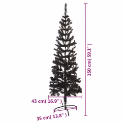 vidaXL Slim Christmas Tree Black 150 cm Holiday Decoration Xmas Tree Ornament - Additional view 6