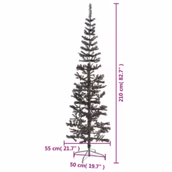 vidaXL Slim Christmas Tree Black 210 cm Holiday Decoration Xmas Tree Ornament - Additional view 6