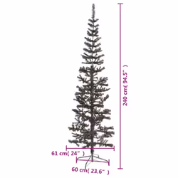vidaXL Slim Christmas Tree Black 240 cm Holiday Decoration Xmas Tree Ornament - Additional view 6