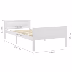 vidaXL Solid Wood Pine Bed Frame White 90x200 cm Wooden Bedstead Bed Base - Additional view 5