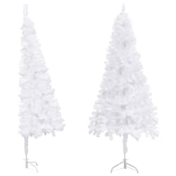 vidaXL Corner Artificial Christmas Tree White 210 cm PVC Christmas Decoration