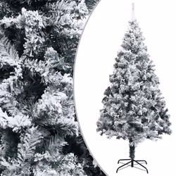 vidaXL Artificial Christmas Tree with LEDs&Flocked Snow Green PVC Xmas Tree