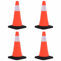 vidaXL 4x Reflective Traffic Cones with Heavy Bases 50 cm Road Traffic Sign