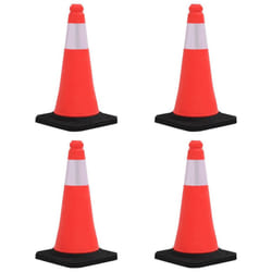 vidaXL 4x Reflective Traffic Cones with Heavy Bases 50 cm Road Traffic Sign