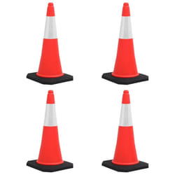 vidaXL 4x Reflective Traffic Cones with Heavy Bases Signage Road Traffic Signs
