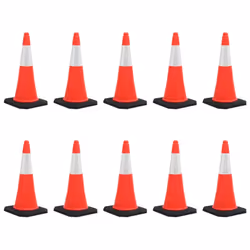 vidaXL 10x Reflective Traffic Cones with Heavy Bases Signage Road Traffic Sign