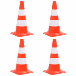 vidaXL 4x Reflective Traffic Cones Red and White 50 cm Road Traffic Signs