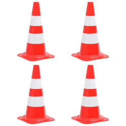 vidaXL 4x Reflective Traffic Cones Red and White 50 cm Road Traffic Signs
