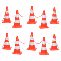vidaXL Chain Cone Set with 10 m Chain Red and white Road Traffic Sign Set