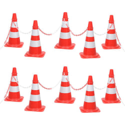 vidaXL Chain Cone Set with 10 m Chain Red and white Road Traffic Sign Set