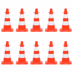 vidaXL Chain Cone Set with 10 m Chain Red and white Road Traffic Sign Set
