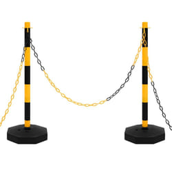 vidaXL Chain Post Set with 10 m Plastic Chain Traffic Safety Warning Signs