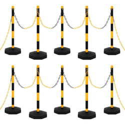 vidaXL Chain Post Set with 10 m Plastic Chain Warning Sign Traffic Post Set