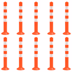 vidaXL 10x Traffic Control Bollards 75 cm PE Car Park Reflective Bollard Post