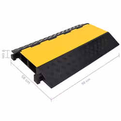 vidaXL Cable Protector Ramp with 2 Channels 90 cm Rubber Road Traffic Signs