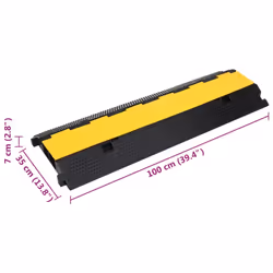 vidaXL Cable Protector Ramp with 2 Channels 100 cm Rubber Road Traffic Signs - Additional view 6