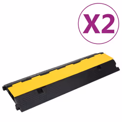 vidaXL 2x Cable Protector Ramps with 2 Channels Rubber Road Cable Cover Ramp
