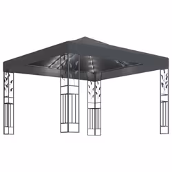 vidaXL Gazebo with LED String Lights 3x3 m Anthracite Outdoor Pavilion Sunshade