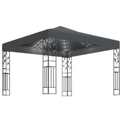 vidaXL Gazebo with LED String Lights 3x3 m Anthracite Outdoor Pavilion Sunshade