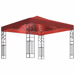 vidaXL Gazebo with LED String Lights 3x3 m Wine Red Outdoor Pavilion Sunshade