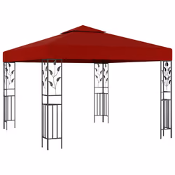 vidaXL Gazebo with LED String Lights 3x3 m Wine Red Outdoor Pavilion Sunshade