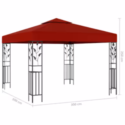 vidaXL Gazebo with LED String Lights 3x3 m Wine Red Outdoor Pavilion Sunshade