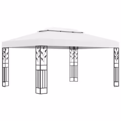 vidaXL Gazebo with LED Double Roof and String Lights 3x4 m White Pavilion Tent - Additional view 4