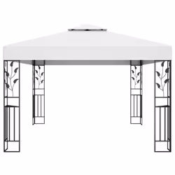 vidaXL Gazebo with LED Double Roof and String Lights 3x4 m White Pavilion Tent - Additional view 6