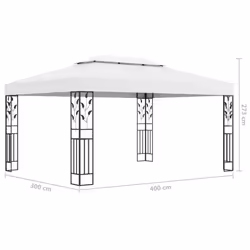 vidaXL Gazebo with LED Double Roof and String Lights 3x4 m White Pavilion Tent - Additional view 9