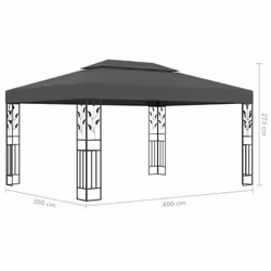 vidaXL Gazebo with Double Roof and LED String Lights 3x4m Anthracite Pavilion - Additional view 4