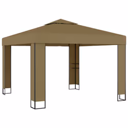 vidaXL Gazebo with Double Roof and LED String Lights 3x3x2.7 m Taupe 180 g/mÂ² - Additional view 2