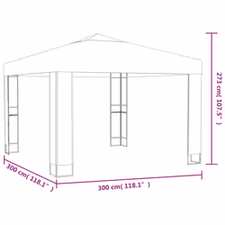 vidaXL Gazebo with Double Roof and LED String Lights 3x3x2.7 m Taupe 180 g/mÂ² - Additional view 3