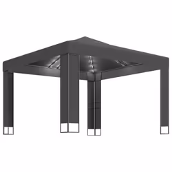 vidaXL Gazebo with Double Roof and LED String Lights 3x3 m Anthracite Pavilion