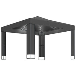 vidaXL Gazebo with Double Roof and LED String Lights 3x3 m Anthracite Pavilion