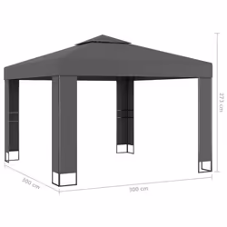 vidaXL Gazebo with Double Roof and LED String Lights 3x3 m Anthracite Pavilion - Additional view 4
